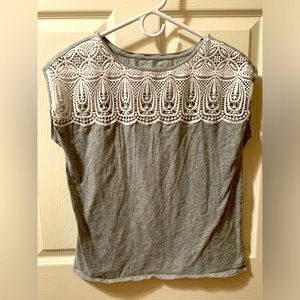 Ann Taylor Loft Petite Vintage Soft TShirt Lace Detail